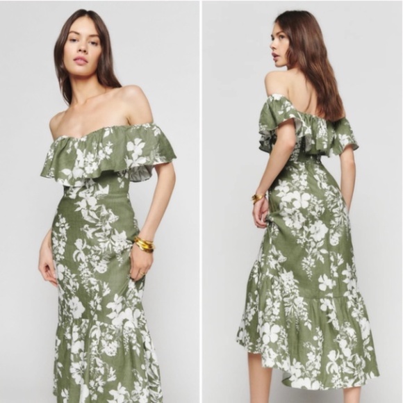 Reformation Baela Floral Midi Dress in Willow 2 NWT - Picture 1 of 13